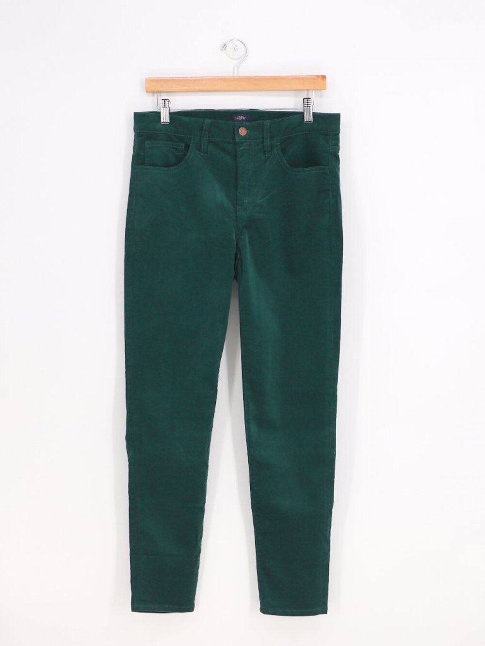 NWT J. CREW High Rise Skinny Corduroy Pants in Academic Green Size 30